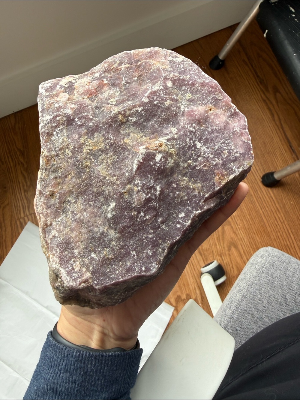 HUGE raw purple lepidolite crystal piece - almost 6 lbs!